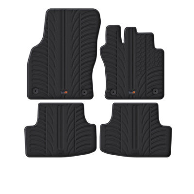 TRAVALL Premium Rubber Car Mats for Volkswagen Golf Hatchback (2019-) (4Pcs+Fix) Trm1230R