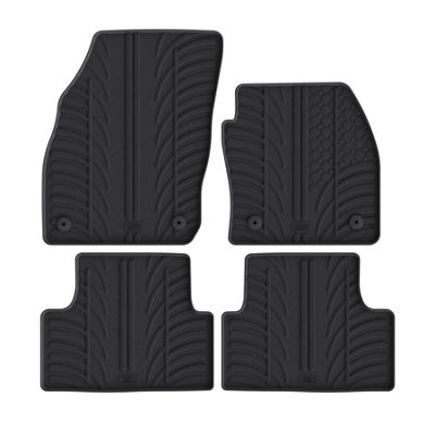 TRAVALL Premium Rubber Car Mats for Volkswagen T-Cross (2018-) (4Pcs+Fix)