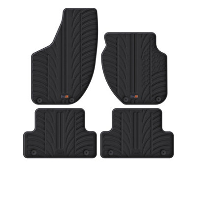 TRAVALL Premium Rubber Car Mats for Volvo V40 (2012-2019) (4Pc+Fx) Trm1123R