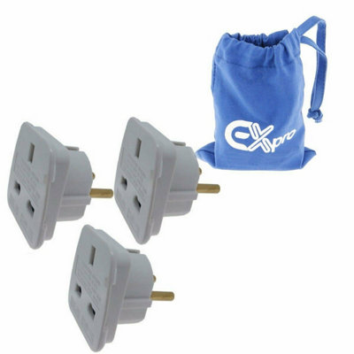 Travel Adapter to EURO 2 Pin WHITE - 3 PACK + BAG