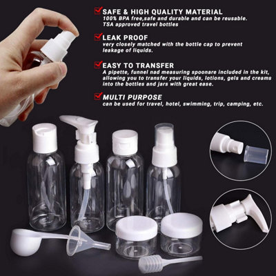 Travel Bottles for Toiletries Leak Proof Refillable Containers Set with Clear Toiletries Bag for Liquids & Cosmetics 10Pc - 5