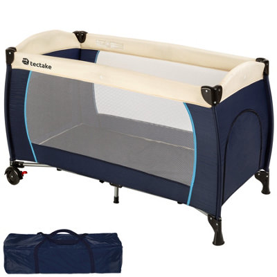 Travel cot for children 126x65x80cm with carry bag - blue