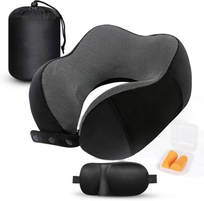 Travel Pillow Ergonomic Memory Foam Neck Pillow with Adjustable