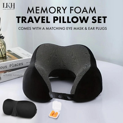 Travel Pillow Ergonomic Memory Foam Neck Pillow with Adjustable