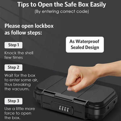Travel Safe Portable Security Box – 4-Digit Combination Waterproof Lock Case With Removable Steel Cable For Home, Hotel & Car