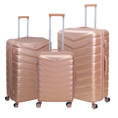 Travel Suitcase 3Pcs Denver Rose Gold Expandable Luggage Trolley 360 8 ...