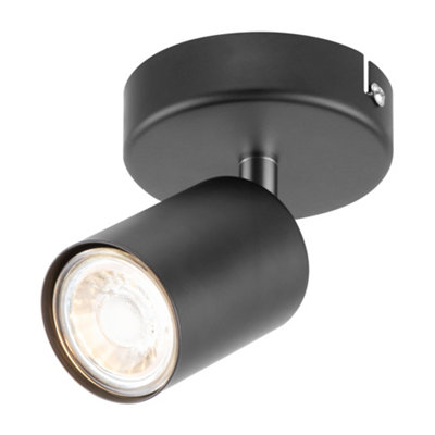Travis Spotlight Matt Black GU10 5W LED Single Ceiling Wall Light Fitting Spot Light, Adjustable Lamp Head