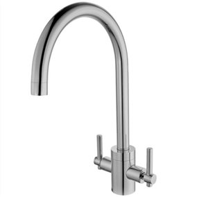 Tre Mercati Peggy Sue Mono Kitchen Mixer Modern Chrome Twin Lever Sink Faucet