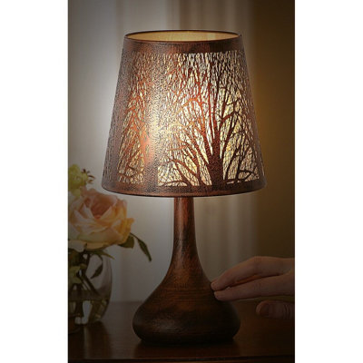 Tree Design Touch Operated Lamp - Mains Powered Bronze Effect ...
