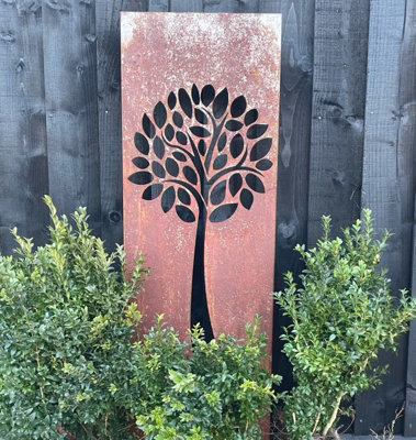 Tree Garden Screen Large Bare Metal/Ready to Rust - Steel - L152 x W45 ...