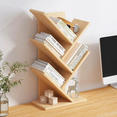 Tree Shape 4-Tier Wooden Book Rack Desk Display Unit Free Standing ...
