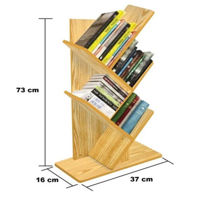 Tree Shape 4-Tier Wooden Book Rack Desk Display Unit Free Standing ...