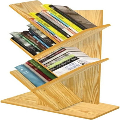 Tree Shape 4-Tier Wooden Book Rack Desk Display Unit Free Standing ...