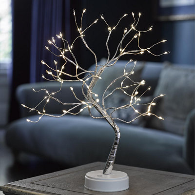 Tree Shaped LED Light - Battery or USB Powered Mini Birch Design Indoor Lamp Lighting Decoration - H50 x W24 x D13cm