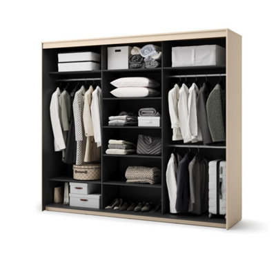 Trend 02 Sliding Door Wardrobe 250cm - Mirrored Storage with LED Ambience