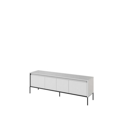 Trend 05 TV Cabinet in White Matt - Ripple Front Design with Push-to-Open Doors & Cable Management - W1670mm x H560mm x D400mm