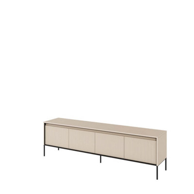 Trend 06 TV Cabinet in Beige - Ripple Front & Push-to-Open System - W1930mm x H560mm x D400mm