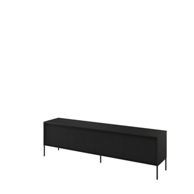 Trend 06 TV Cabinet in Blak Matt - Ripple Front & Push-to-Open System - W1930mm x H560mm x D400mm