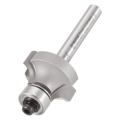 Trend 1/4 TCT 6.3mm Bearing Self Guided Router Bit Ovolo Profile Round Bullnose
