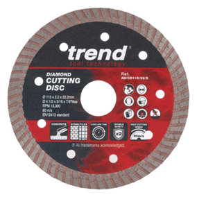 Trend 115mm 4.5 Angle Grinder Stone Tile Masonry Diamond Cutting Disc AD/CD115