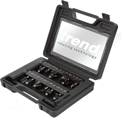Trend 12 Piece Router Bit Set TCT Cutter Bits Starter Set 1/4" Shank + Case