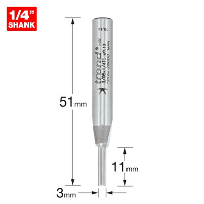 Trend 3/05X1/4TC 1/4 Shank TCT Two Flute Cutter 3 x 11mm Router Bit