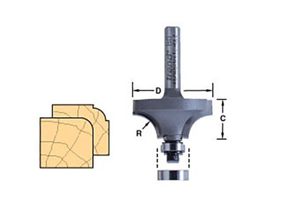 Trend - 46/12 x 1/4 TCT Bearing Guided Ovolo & Round Over 4.8mm Radius