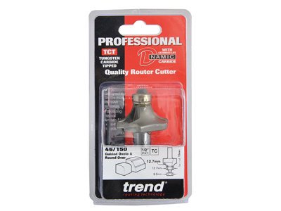 Trend 46/150X1/4TC 46/150 1/4 TCT Bearing Guided Ovolo Round Over 12.7mm Radius - 5