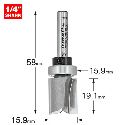 Trend 46/92X1/4TC 46/92 1/4 TCT 90 Shank Mounted Template Profiler 15.9 x 19.1mm