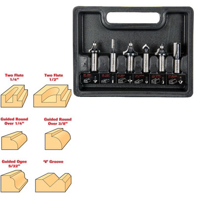 Trend 6 Piece 1/2 Inch Shank Router Bit Set SET/SS11X1/2TC Cased Starter Set