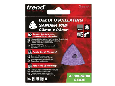 Trend AB/OSC/240A Multi Tool Delta Sanding Sheets 93mm 240G - 10 Pack