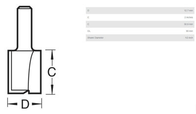 Trend BR01X1/2TC 50mm 1/2 TCT Straight Kitchen Worktop Router Cutter ...