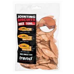 Trend BSC/MIX/100 Jointing No 0 10 20 Size Compressed Beech Biscuits x 100 Pack