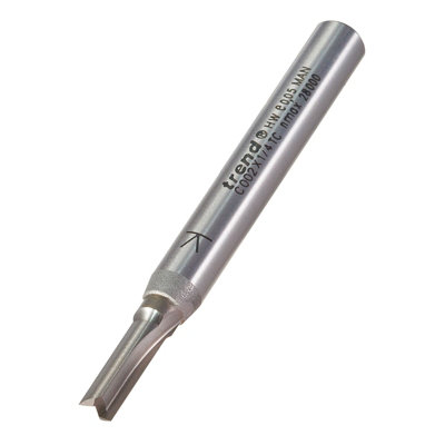 Trend C002X1/4TC Two Flute 1/4" Cutter 4mm Straight Cut Carbide Router Bit