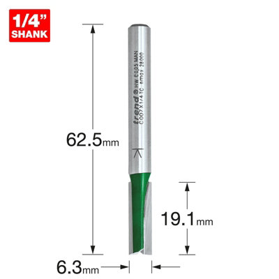 Trend C007X1/4TC C007 x 1/4 TCT Two Flute Cutter 6.3 x 19.1mm TREC00714TC