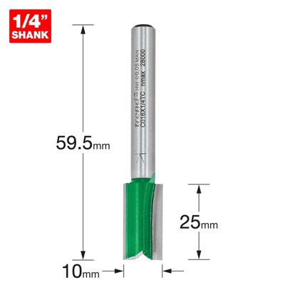 Trend C016X1/4TC C016 x 1/4 TCT Two Flute Cutter 10.0 x 19.1mm TREC01614TC