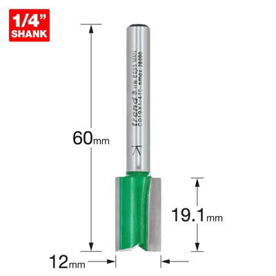 Trend C019X1/4TC C019 x 1/4 TCT Two Flute Cutter 12.0 x 19.1mm TREC01914TC