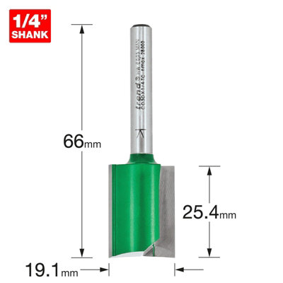 Trend C030X1/4TC C030 x 1/4 TCT Two Flute Cutter 19.1 x 25.4mm TREC03014TC