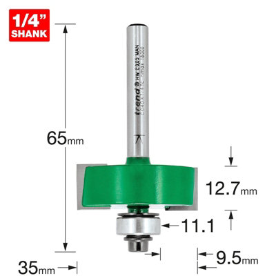 Trend C040X1/4TC C040 x 1/4 TCT Bearing Guided Rebater 35.0mm TREC04014TC