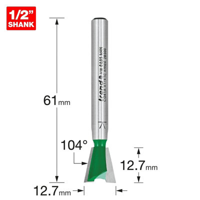 Trend C041AX1/4TC C041A x 1/4 TCT Dovetail 104 Degree 12.7 x 12.7mm