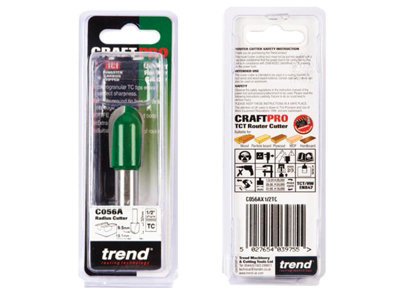 Trend C056AX1/2TC Draining Groove Rounded Cove Cutter 9.5mm Radius 1/2 19mm 32mm - 7