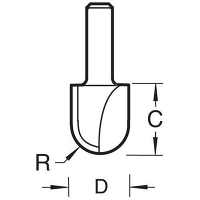 Trend C056AX1/2TC Draining Groove Rounded Cove Cutter 9.5mm Radius 1/2 19mm 32mm - 8