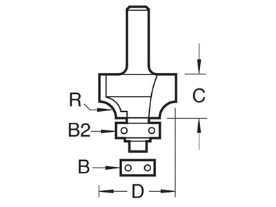 Trend C076X1/4TC C076 x 1/4 TCT Bearing Guided Ovolo & Round Over 6.3mm Radius - 4
