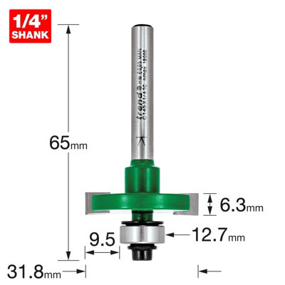 Trend C145X1/4TC C145 x 1/4 TCT Bearing Guided Slotting Cutter 6.3mm TREC14514TC