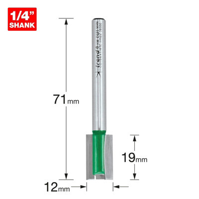 Trend CraftPro C019AX1/4TC 1/4 Router Bit TCT Hinge Jig Straight Cutter 12x19mm - 3