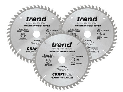 Trend - CraftPro Panel Trim Saw Blade 165 x 20mm x 48T (Pack 3)