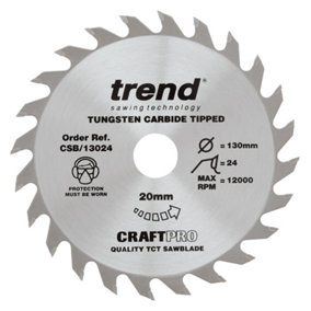 Trend CSB/13024 Saw Blade 130mm X 24T 20mm Bore Bosch PKS 40 Replacement Blade