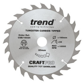 Trend CSB/16024 Craft Pro 160mm X 24 Teeth X 20mm Festool TS55 Scheppach