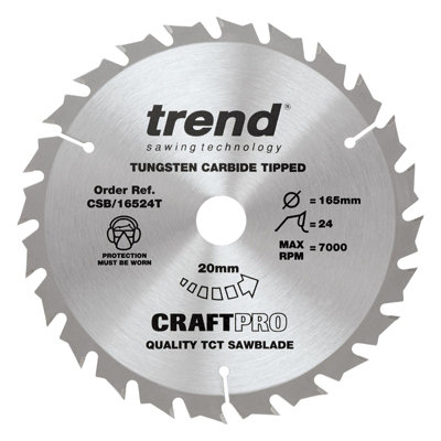 Trend CSB/165/3PK/C CraftPro Cordless Saw Blade 165 x 20mm x2 24T X1 40T 3 Pack