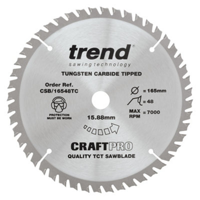 Trend CSB/16548TC Craft Saw Blade 165mm 48T 16mm Bore Thin Kerf M18CCS55 Blade